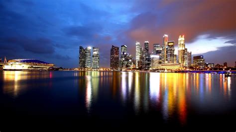 Singapore Night Skyline Wallpaper Backiee