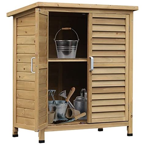 Outsunny Garden Shed Wooden Garden Storage Shed 2 Door Unit Solid Fir