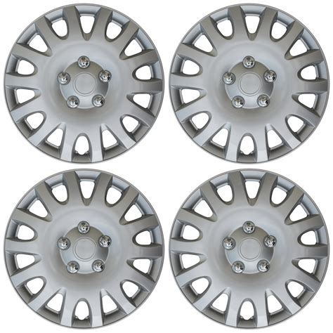 4 Piece Set Hub Caps Abs Silver 16 Inch Wheel Cover For Oem Rims Cap