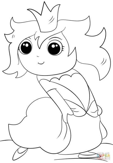 Gambar Cute Chibi Princess Coloring Page Flame Pages Finn Line Art Di