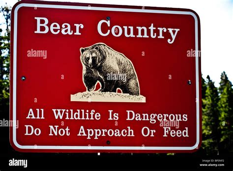 Bear Warning Sign Glacier National Park United States Stock Photo Alamy