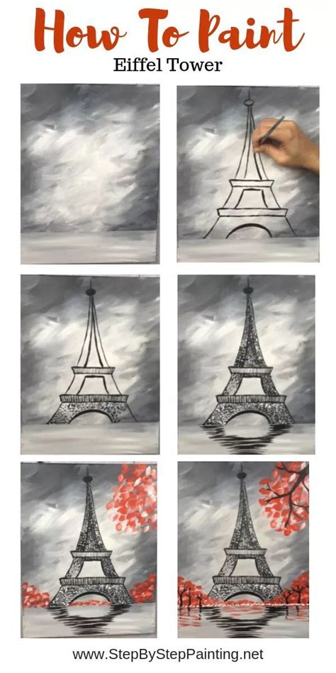 How To Paint An Eiffel Tower Canvas Painting Tutorials Eiffel Tower