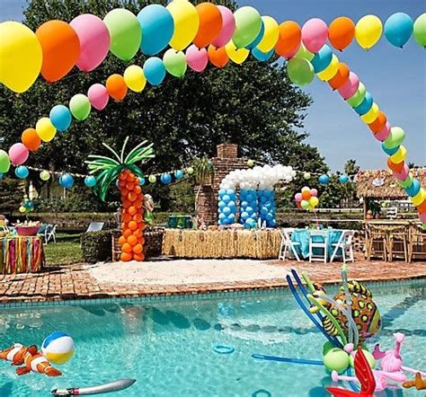 Balloon Rainbow Decoration Pool Birthday Party Pool Party Pool
