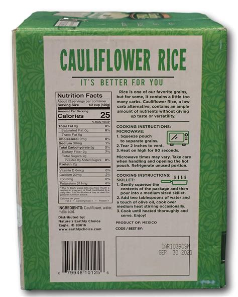 First, use a food processor to rice the cauliflower until it resembles coarse crumbs. 34 Cauliflower Rice Nutrition Label - Labels Database 2020