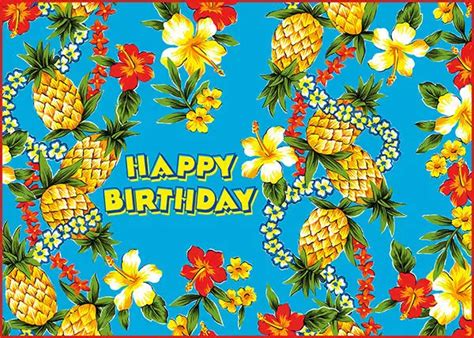 4 Greeting Cards Hawaiian Happy Birthday Pineapple Express Hawaiian