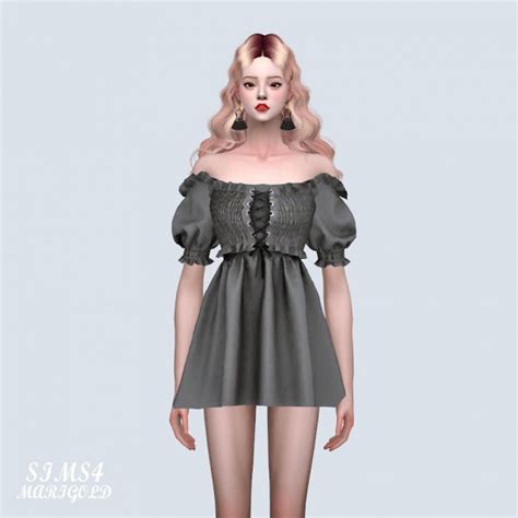 Cc For The Sims 4 Nygirlsims Lace Corset Flare Dress Solids And Vrogue