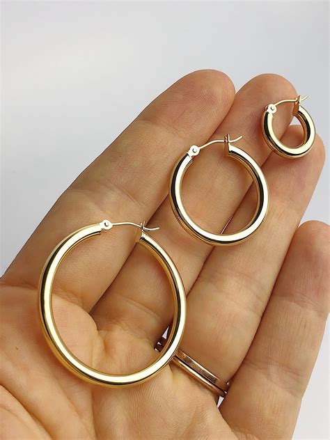 14k 3mm Gold Hoop Earrings 1 14 To 12 Made In Usa 884 287 187