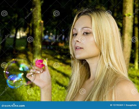 Blonde Blowing Soap Bubbles Royalty Free Stock Images Image 15195369