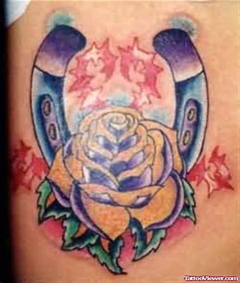 Horseshoe Rose Tattoo On Foot