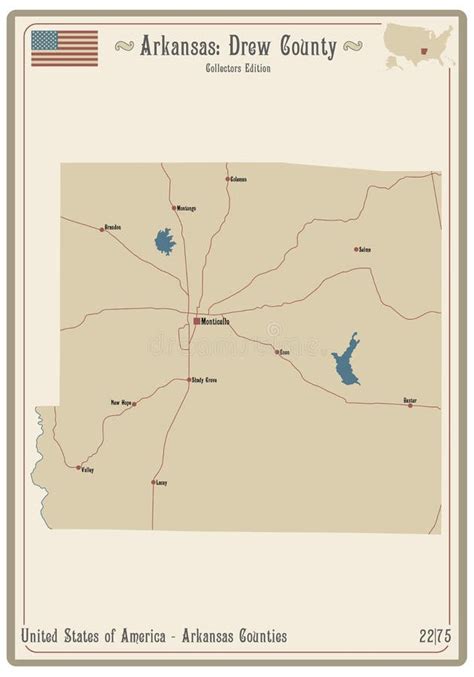 Map Of Drew County In Arkansas Stock Vector Illustration Of America