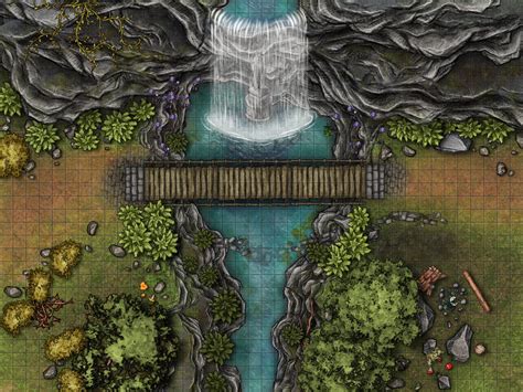 Waterfall Bridge Battlemap 40x30 By Savingthrower On Deviantart
