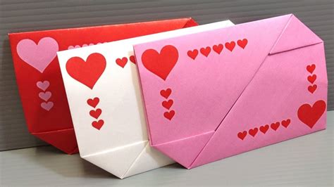 Origami Valentines Day T Card Envelopes Print At Home Youtube