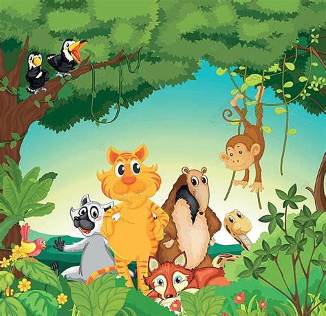 Animals In The Forest Clip Art Environment Tropical Vector Clip Art