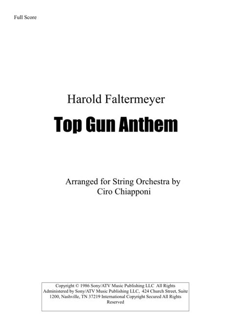 Top Gun Anthem Arr Ciro Chiapponi Sheet Music Harold Faltermeyer