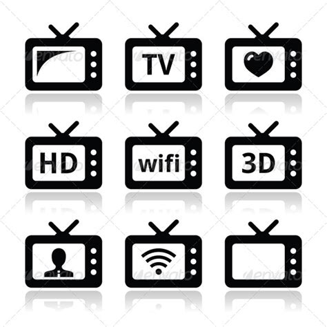 Tv Set 3d Hd Vector Icons By Redkoala Graphicriver