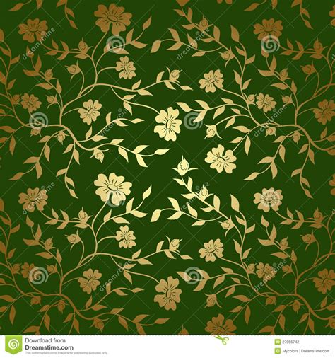 Green And Gold Floral Texture For Background Eps Stock