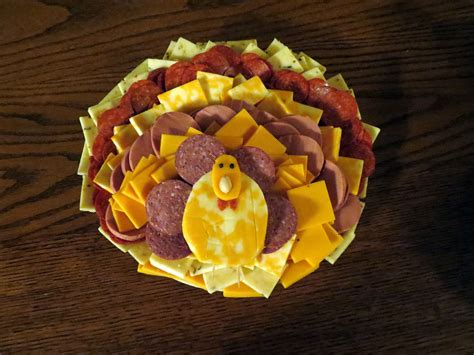 Thanksgiving Appetizer Turkey Shaped Cheese And Meat Tray For A Hungry