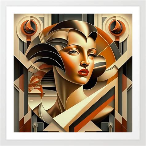 Art Deco Female Portrait Industrial Futurism Art Print In 2023 Art