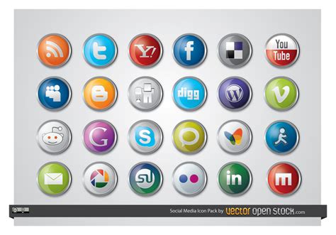 Glossy Social Media Icons Vector Download