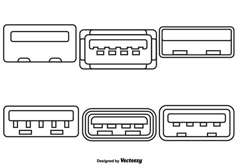 Vector Set Of Usb Port Line Style Icons 172666 Vector Art At Vecteezy