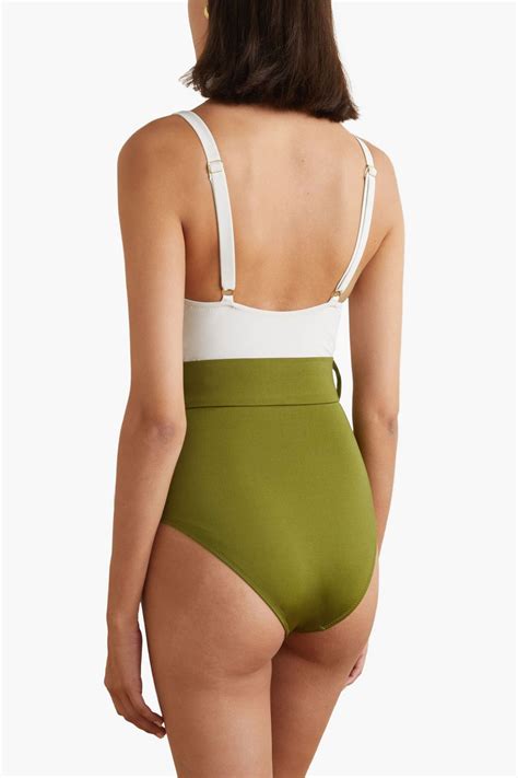 Evarae Cassandra Belted Two Tone Swimsuit Sale Up To 70 Off The Outnet
