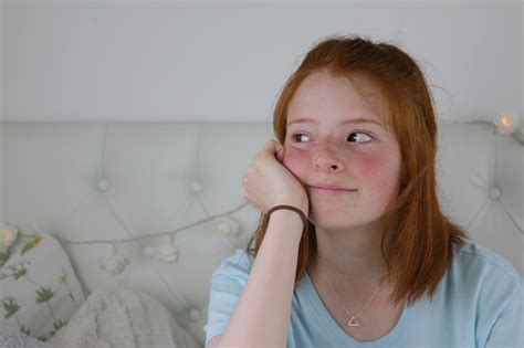 Image Of Red Haired Teenage Girl 14 15 With Pale Skin Freckles And