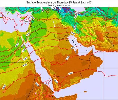 Saudi Arabia Surface Temperature On Saturday 27 Mar At 9pm Ast