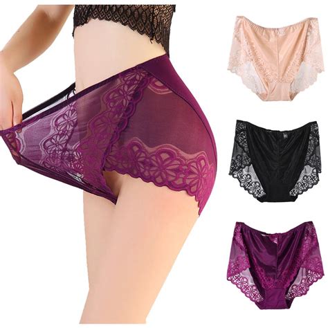 4xl 6xl Women Plus Size Underwear Hollow Lace Panties High Waist Seamless Briefs Cotton Lingerie