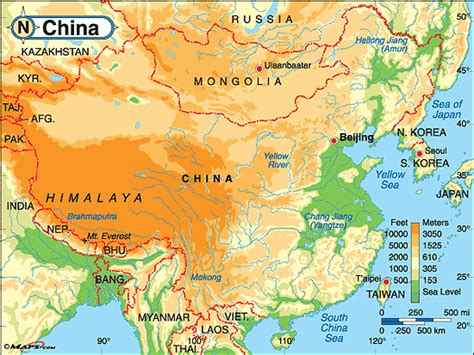Visit Free Maps Of The World The Physical Map Of China Indicating The