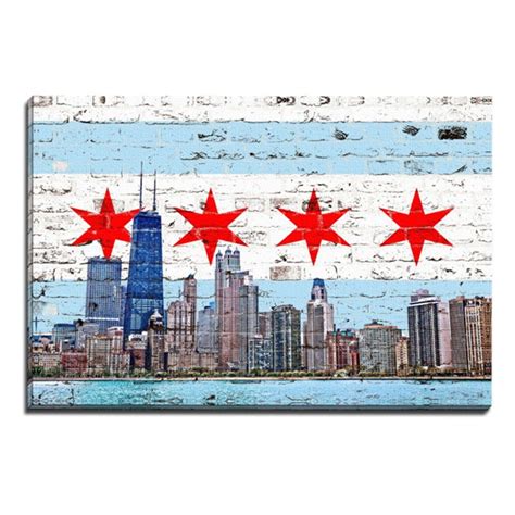 Chicago Flag Skyline Canvas Canvas Wall Art Chicago Art Art