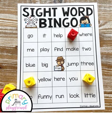 Sight Word Bingo Dolch Pre Primer Words Primary Playground