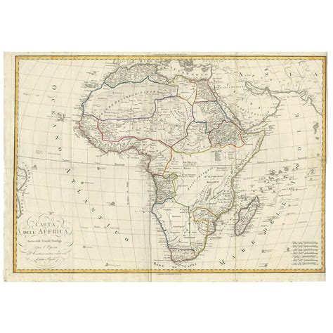 Antique Map Of Africa By Bordiga Fratelli Circa 1818 For Sale At