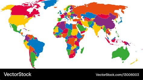 Multi Colored Blank Political Map Of World Vector Image