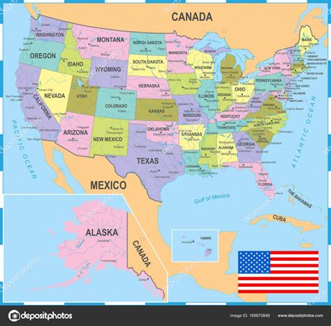 United States Colored Map Vector Illustration — Stock Vector