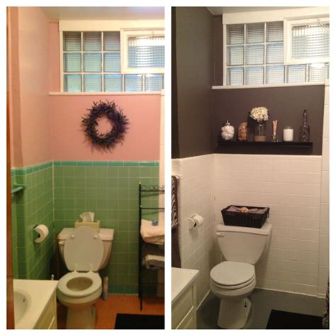 Painting over wood paneling is an inexpensive, quick. DIY bathroom redo for less than $200- transformed to Gray ...