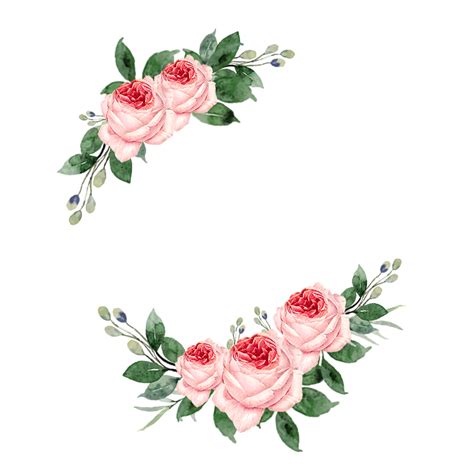 Conjunto De Coroa De Flores Rosa E Folhas Png Flor Rosa Folhas