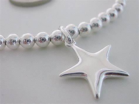 Sterling Silver Star Charm Bracelet Beaded Wish Bracelet Uk Etsy