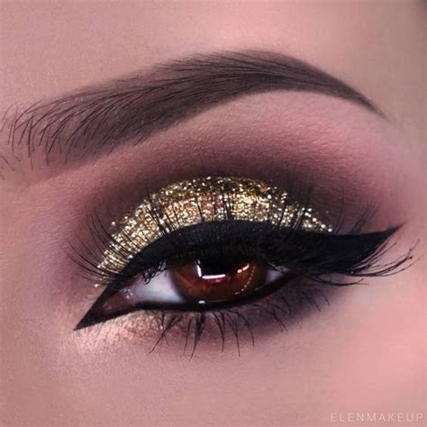 Maquiagem Sombra Glitter Dourado Em 2020 Maquiagem Dos Olhos De