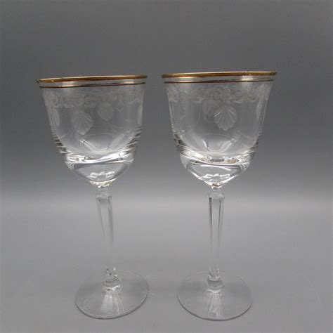 Lenox Fine Crystal Classic Shell Gold Wine Glasses Set Of Two Ebay
