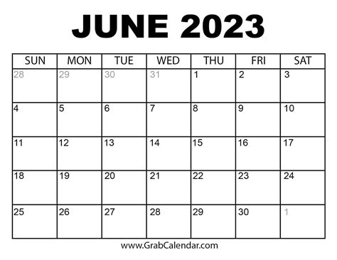 Calendar June 2023 Calendar Get Calender 2023 Update