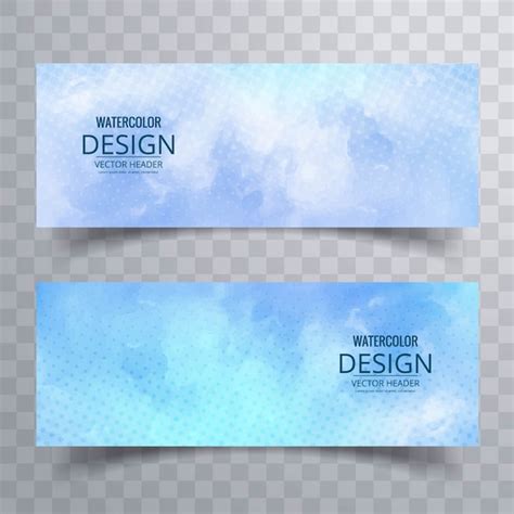 Free Vector Blue Artistic Watercolor Banners