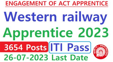 Western Railway Apprentice 2023 3624 Posts Iti Pass Apply Online