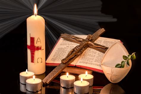 Crucifix And Candles With An Open Bible Hoodoo Wallpaper