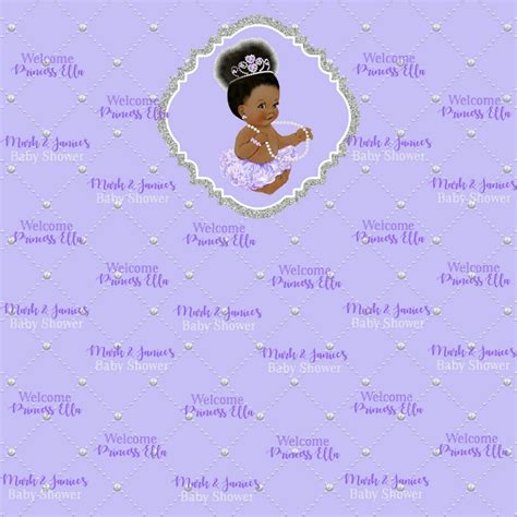 Custom Purple Princess Girl Baby Shower Frame Backdrops