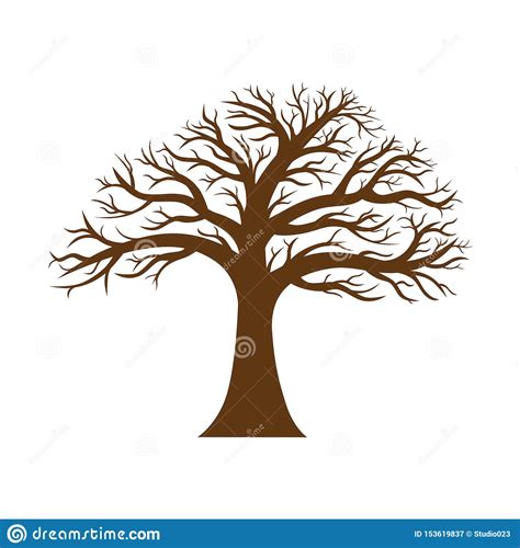 Silhouette Of Bare Tree Without Leaves In Winter Stock Vector