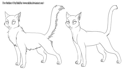 Free Cat Outlines By Rukifox On Deviantart Warrior Cat Drawings
