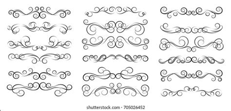 Set Curls Scrolls Beautiful Decorative Divider Stock Vector Royalty