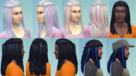 Vibrant Braids By Esmeralda Sims 4 Hair