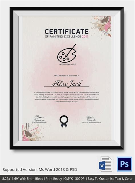 11 Painting Certificates Psd Ai Indesign And Word Designs Design