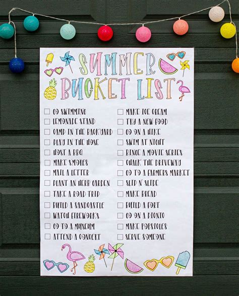 Summer Bucket List Printable Poster By Lindi Haws Of Love The Day